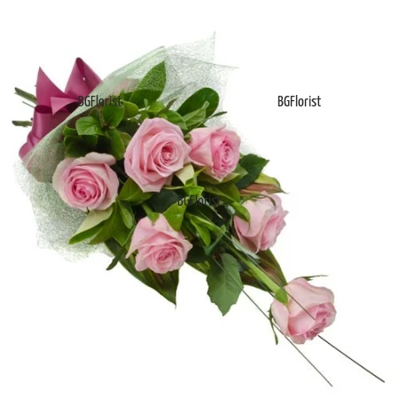 Order and delivery of bouquet of six pink roses