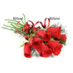 Send bouquet of seven 7 red roses by courier to Sofia