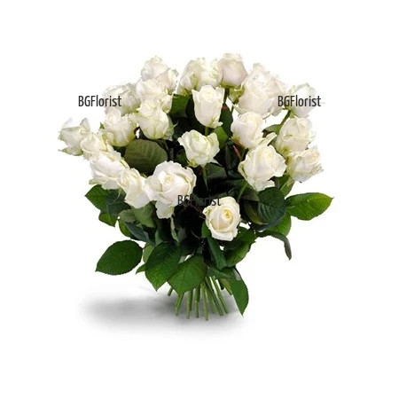 Send bouquet of white roses by courier to Sofia.