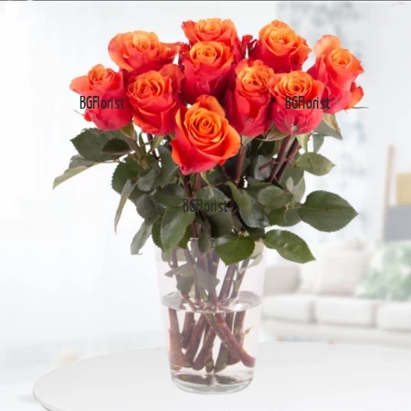 Send bouquet of orange roses by courier to Sofia.