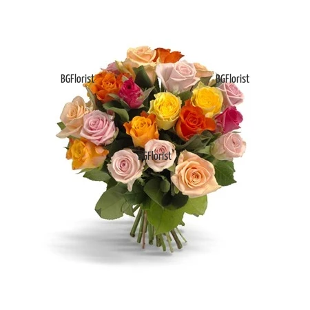 Send bouquet of multicoloured roses by courier to Sofia.