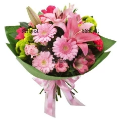 Send bouquet of various pink flowers