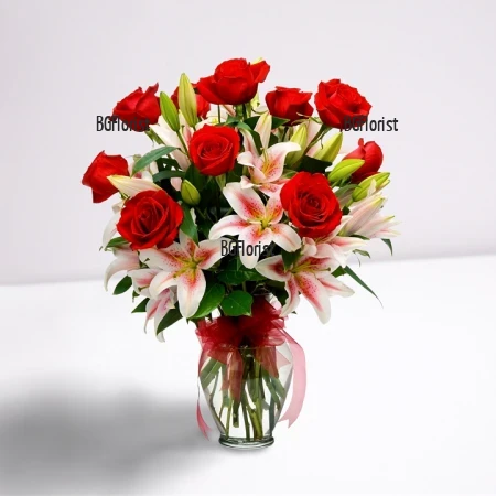 Онлайн поръчка на букет от лилиуми и рози