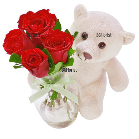 Send 5 red roses and Teddy Bear to Sofia