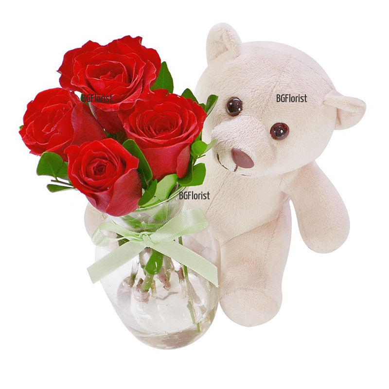 Send 5 red roses and Teddy Bear to Sofia