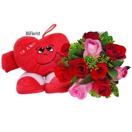 Send bouquet of roses and plush toy to Sofia