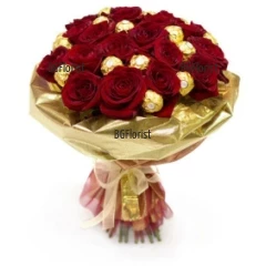 Send bouquet of roses and Ferrero Rocher chocolates