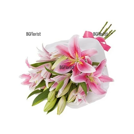 Send classic bouquet of pink lilies to Sofia