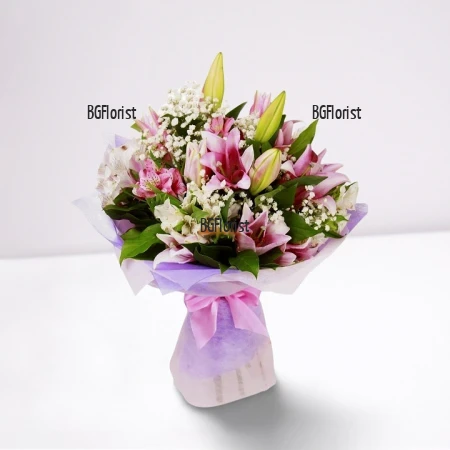Send bouquet of lilies and alstroemerias to Sofia