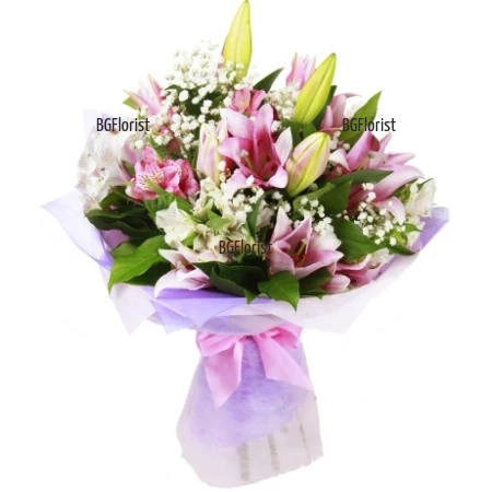 Send bouquet of lilies and alstroemerias to Sofia