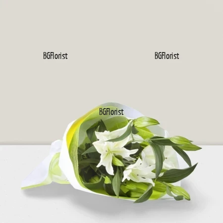 Доставка на букет от Бели лилиуми в Пловдив