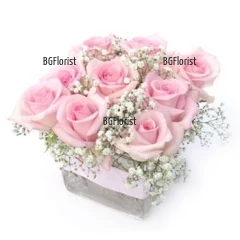 Send arrangement with pink roses.