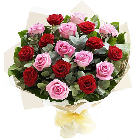 Send bouquet of pink and red roses to Plovdiv