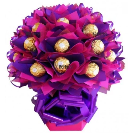 Поръчка на букет от луксозни бонбони Ferrero Rocher
