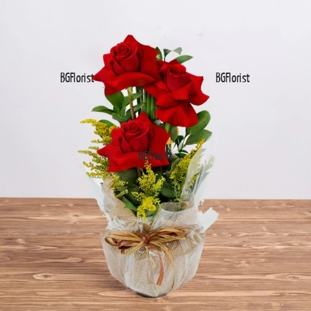 Send stylish arrangement of red roses.
