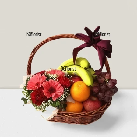 Доставка на Плодове и цветя в кошница в София