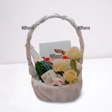 Send satin basket  with gifts
