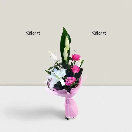 Send bouquet of roses and lilies by courier to Burgas