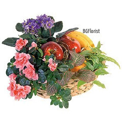 Доставка на кошница с цветя и плодове