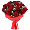 Send bouquet of red roses  and greenery