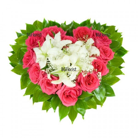 Send heart of roses and lilies by courier.