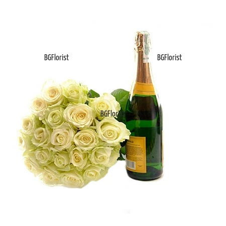 Send luxury set -  flowers and gifts by courier
