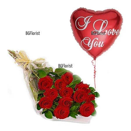 Send  bouquet of roses and balloons
