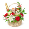 Send a basket with flowers and gifts by courier.