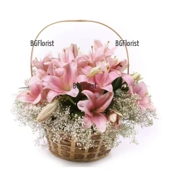 Send basket with pink lilies to Plovdiv