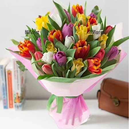 Send bouquet of tulips by courier to Ruse