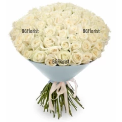 Send a bouquet of 101 white roses by courier to Sofia