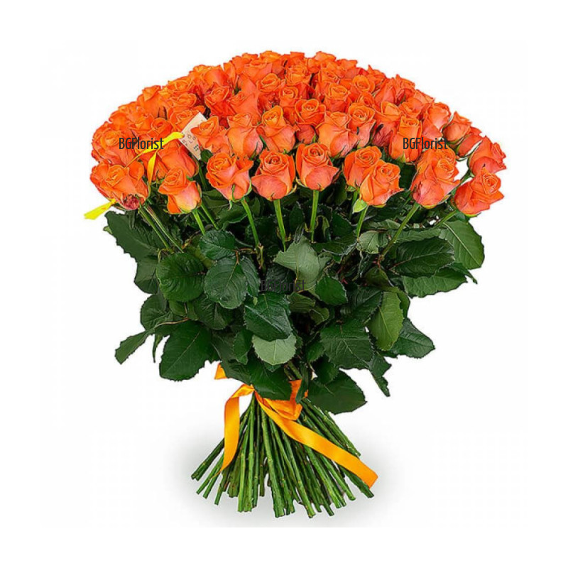 Доставка на букет от 101 оранжеви рози в София