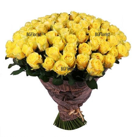 Доставка на букет от 101 жълти рози в София