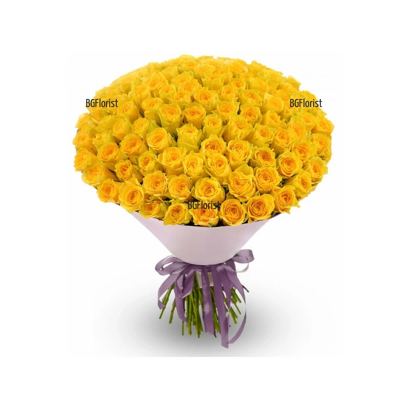 Bouquet of 101 yellow roses