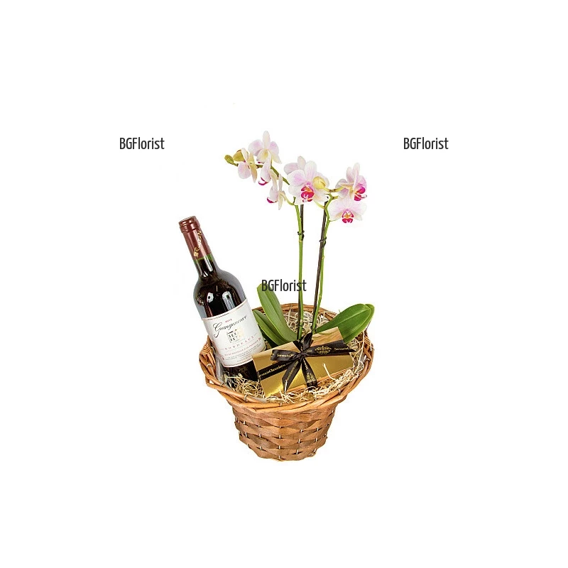 Орхидея и червено вино