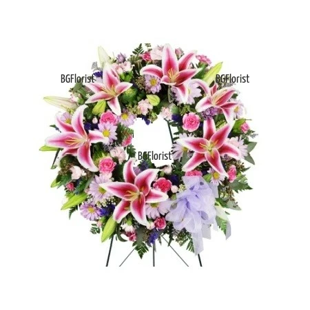 An online order of funeral wreath in pink hues to Sofia.
