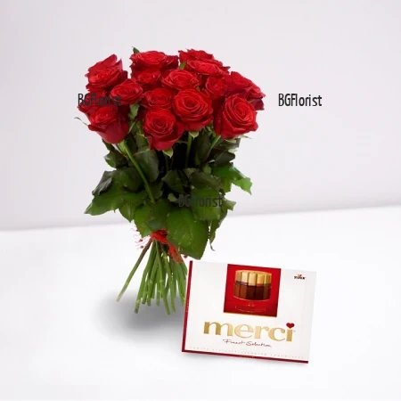 Send bouquet of roses and chocolates