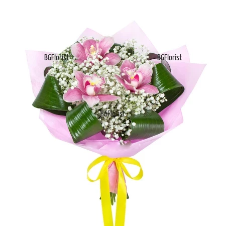 Online order for a bouquet of orchids