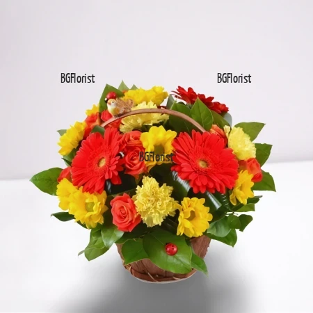 Send a flower basket by courier.