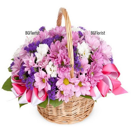 Send a basket with chrysanthemums.
