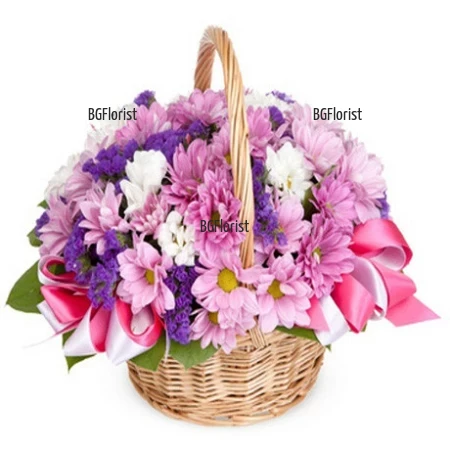 Онлайн поръчка на кошница с хризантеми