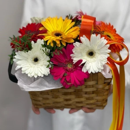 Send a basket with gerberas - Happy news