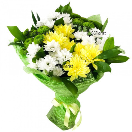 Classical bouquet of chrysanthemums