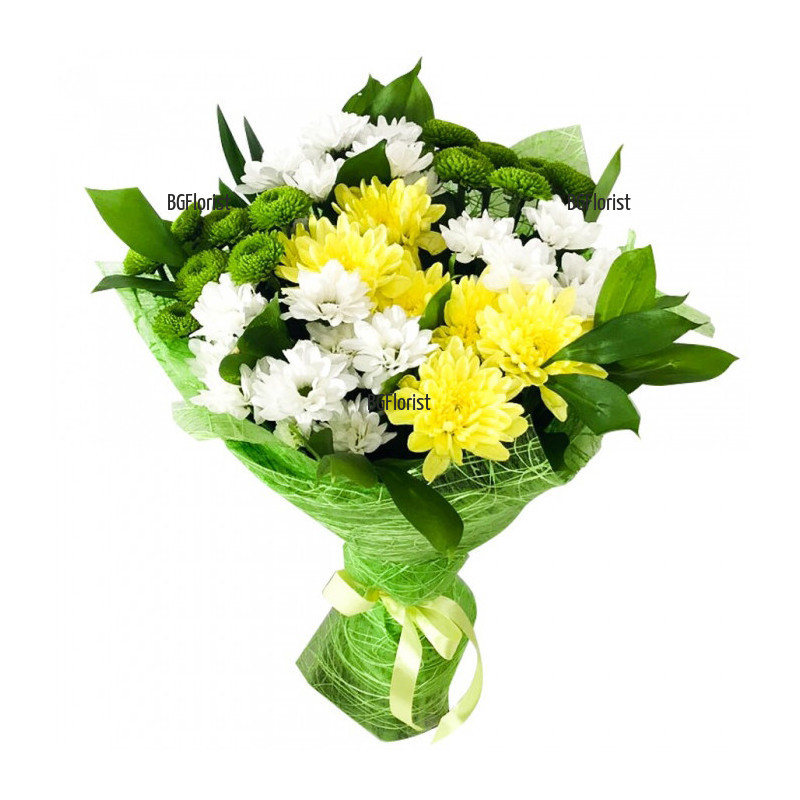 Classical bouquet of chrysanthemums