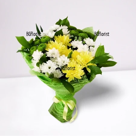 Classical bouquet of chrysanthemums