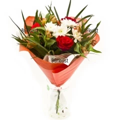 Spark - bouquet of roses, alstroemerias and chrysanthemums