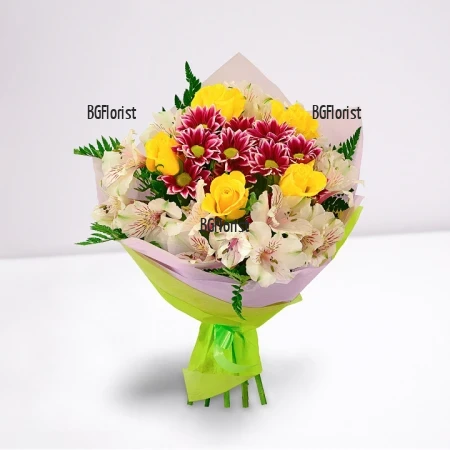 Букет от алстромерии и рози Испания