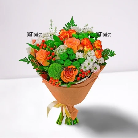 Доставка на есеннен букет от разноцветни цветя