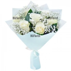 Bouquet of 7 white roses