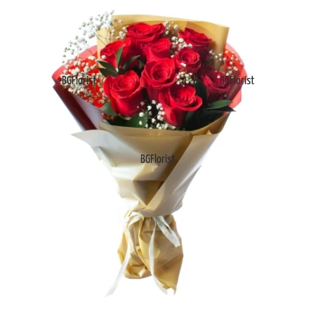 Романтичен букет от червени рози